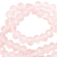 Faceted glass beads 6x4mm disc Crystal blush rose-pearl shine coating